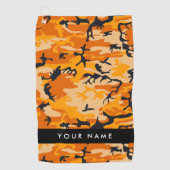 Orange Camouflage Ihr Name personalisieren Golfhandtuch (Vorderseite)