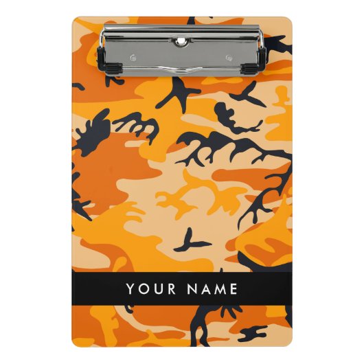 Orange Camouflage Ihr Name personalisieren Mini Klemmbrett (Vorderseite)