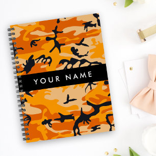Orange Camouflage Ihr Name personalisieren Notizblock
