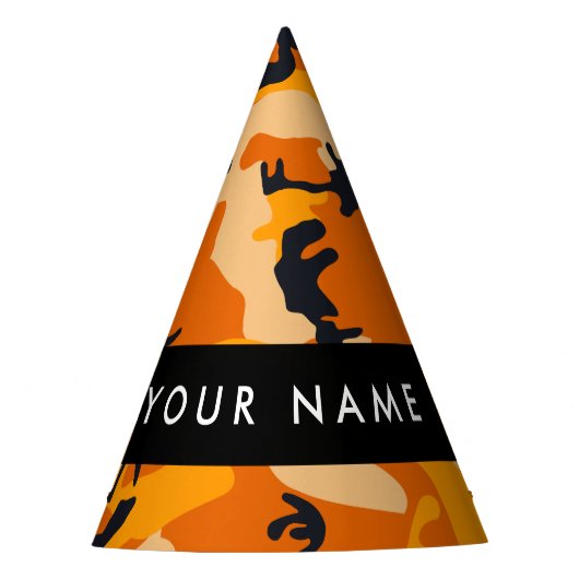 Orange Camouflage Ihr Name personalisieren Partyhütchen (Vorderseite)