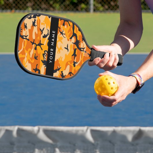 Orange Camouflage Ihr Name personalisieren Pickleball Schläger (InSitu)