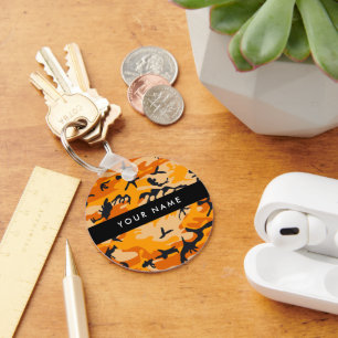 Orange Camouflage Ihr Name personalisieren Schlüsselanhänger