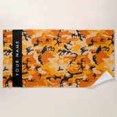 Orange Camouflage Ihr Name personalisieren Strandtuch (Vorderseite)