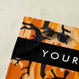 Orange Camouflage Ihr Name personalisieren Strandtuch
