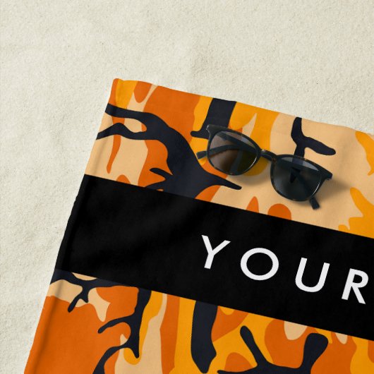 Orange Camouflage Ihr Name personalisieren Strandtuch (Beispiel)