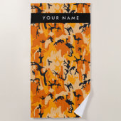 Orange Camouflage Ihr Name personalisieren Strandtuch (Vorderseite)