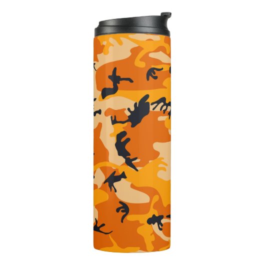 Orange Camouflage Ihr Name personalisieren Thermosbecher (Nach links gedreht)