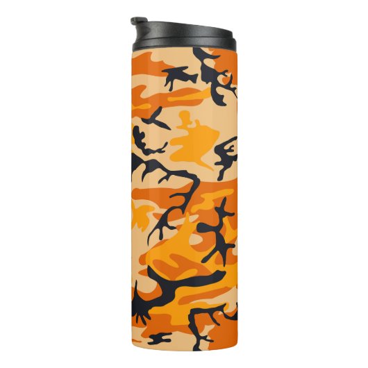 Orange Camouflage Ihr Name personalisieren Thermosbecher (Nach rechts gedreht)