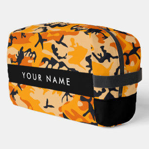 Orange Camouflage Ihr Name personalisieren Waschbeutel