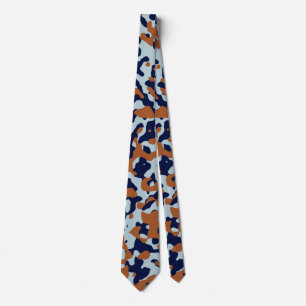 Orange-Camouflage in Navy Blue und Bale Blue Krawatte