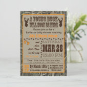 Orange Camouflage-Jagd-Baby-Duschen-Einladungen Einladung (Stehend Vorderseite)