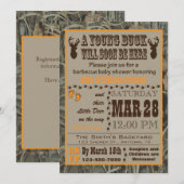 Orange Camouflage-Jagd-Baby-Duschen-Einladungen Einladung (Vorne/Hinten)