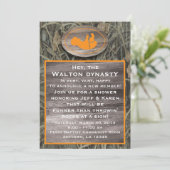 Orange Camouflage Kinderdusche Einladung (Stehend Vorderseite)