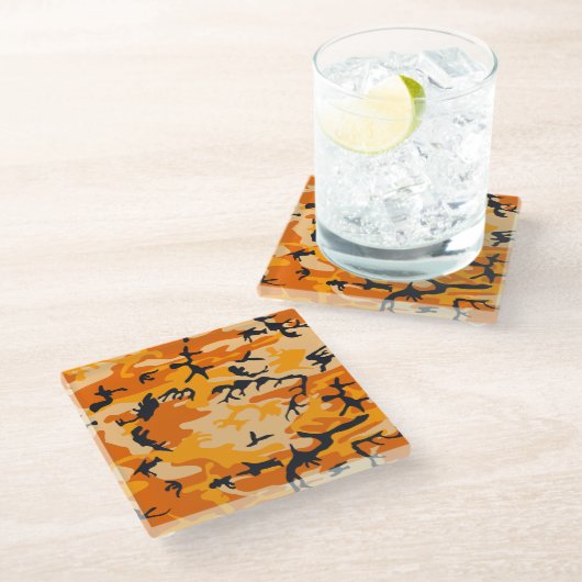 Orange Camouflage, Militär, Armee Glasuntersetzer (Schrägansicht)