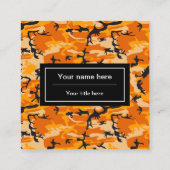 Orange Camouflage, Militär, Armee Quadratische Visitenkarte (Rückseite)