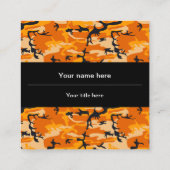 Orange Camouflage, Militär, Armee Quadratische Visitenkarte (Rückseite)