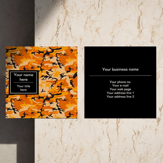Orange Camouflage, Militär, Armee Quadratische Visitenkarte
