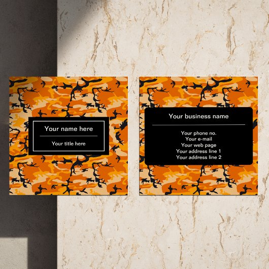 Orange Camouflage, Militär, Armee Quadratische Visitenkarte