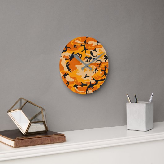 Orange Camouflage, Militär, Armee Runde Wanduhr (Büro)