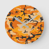 Orange Camouflage, Militär, Armee Runde Wanduhr (Vorderseite)