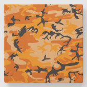 Orange Camouflage, Militär, Armee Steinuntersetzer (Vorderseite)