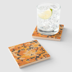 Orange Camouflage, Militär, Armee Steinuntersetzer