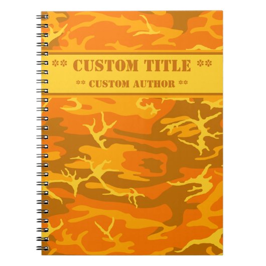 Orange-Camouflage-Notebook im Herbst mit Titel/Aut Notizblock (Vorderseite)