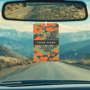 Orange Camouflage Pattern, Ihr Name, Personalisier Autolufterfrischer