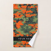 Orange Camouflage Pattern, Ihr Name, Personalisier Badhandtuch Set (Handtuch)