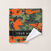Orange Camouflage Pattern, Ihr Name, Personalisier Badhandtuch Set (Waschlappen)