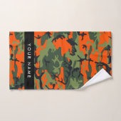 Orange Camouflage Pattern, Ihr Name, Personalisier Badhandtuch Set (Handtuch)