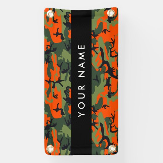 Orange Camouflage Pattern, Ihr Name, Personalisier Banner (Vertikal)