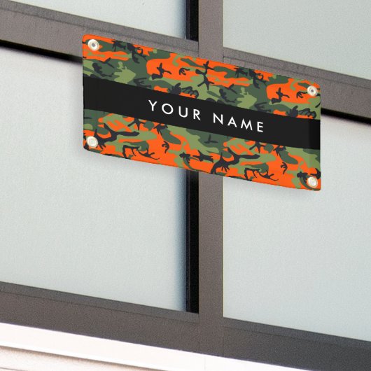 Orange Camouflage Pattern, Ihr Name, Personalisier Banner (Äußeres Gebäude)