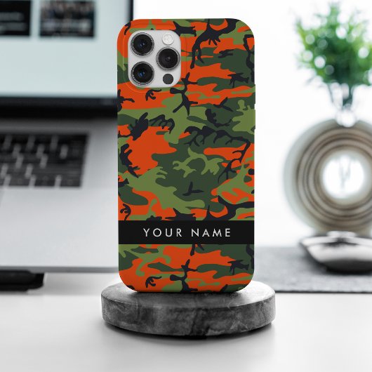 Orange Camouflage Pattern, Ihr Name, Personalisier Case-Mate iPhone Hülle