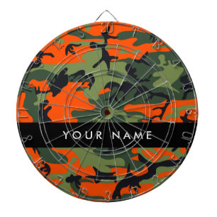 Orange Camouflage Pattern, Ihr Name, Personalisier Dartscheibe