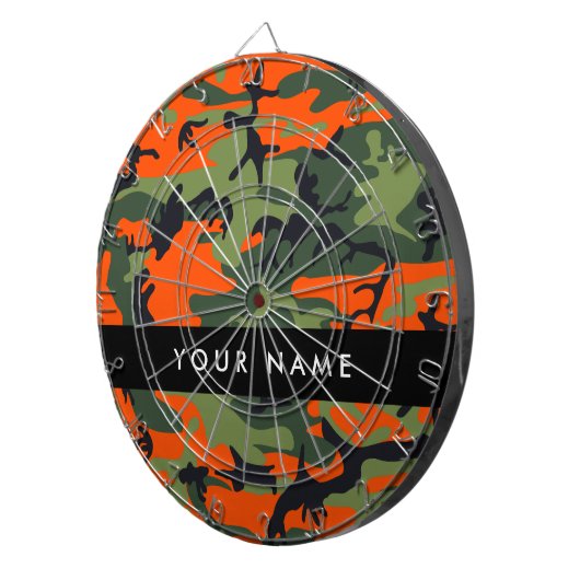 Orange Camouflage Pattern, Ihr Name, Personalisier Dartscheibe (Vorderseite rechts)