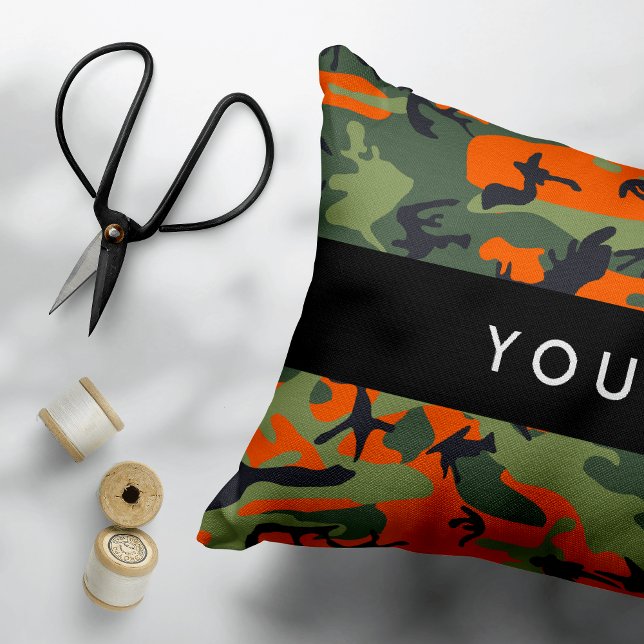 Orange Camouflage Pattern, Ihr Name, Personalisier Dekokissen (Von Creator hochgeladen)