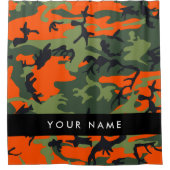 Orange Camouflage Pattern, Ihr Name, Personalisier Duschvorhang (Vorderseite)