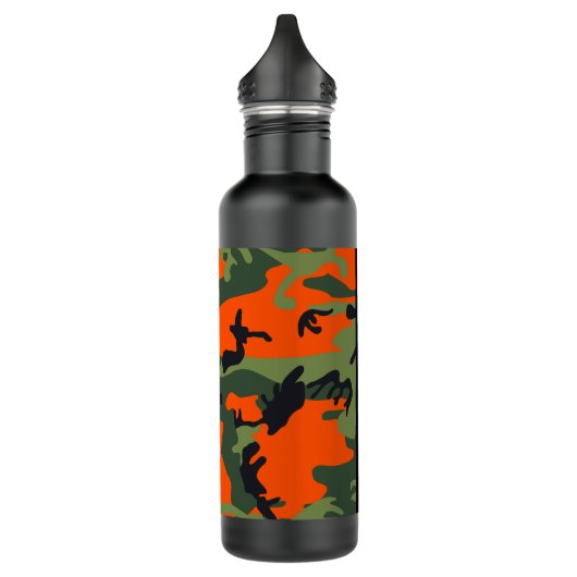 Orange Camouflage Pattern, Ihr Name, Personalisier Edelstahlflasche (Links)