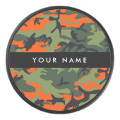 Orange Camouflage Pattern, Ihr Name, Personalisier Eishockey Puck (Vorderseite)