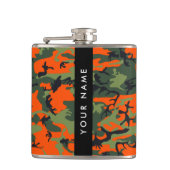 Orange Camouflage Pattern, Ihr Name, Personalisier Flachmann (Vorderseite)