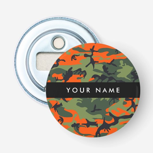 Orange Camouflage Pattern, Ihr Name, Personalisier Flaschenöffner (Vorderseite)