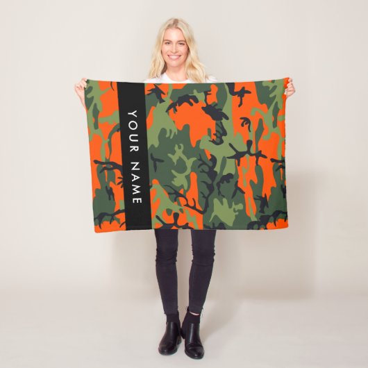 Orange Camouflage Pattern, Ihr Name, Personalisier Fleecedecke (Beispiel)