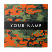 Orange Camouflage Pattern, Ihr Name, Personalisier Fliese (Vorderseite)