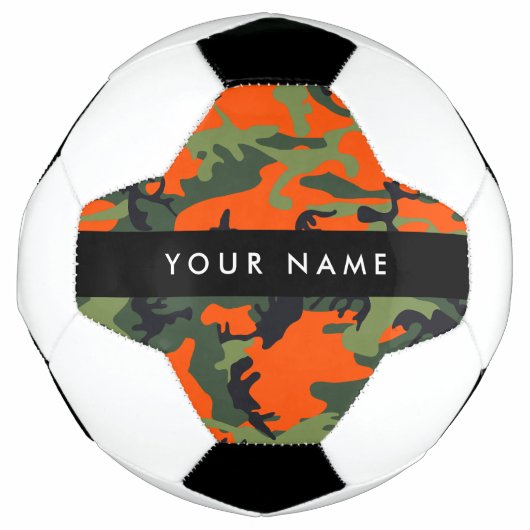 Orange Camouflage Pattern, Ihr Name, Personalisier Fußball (Vorderseite)