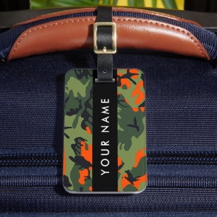 Orange Camouflage Pattern, Ihr Name, Personalisier Gepäckanhänger