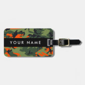 Orange Camouflage Pattern, Ihr Name, Personalisier Gepäckanhänger (Vorderseite horizontal)