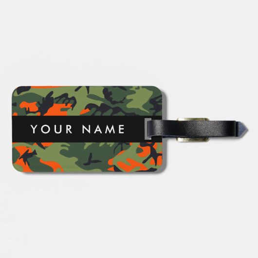 Orange Camouflage Pattern, Ihr Name, Personalisier Gepäckanhänger (Rückseite horizontal)