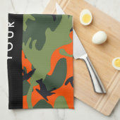 Orange Camouflage Pattern, Ihr Name, Personalisier Geschirrtuch (Viertel Falte)