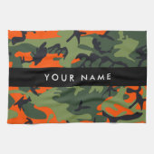 Orange Camouflage Pattern, Ihr Name, Personalisier Geschirrtuch (Horizontal)